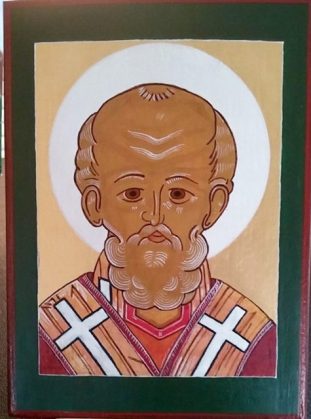 St. Nicolas, after 15th century Russian original. (Yes I also paint icons, it's a nice hobby).